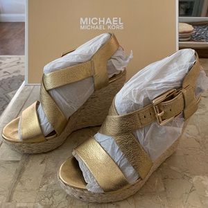 Michael Kors gold wedges - size 7